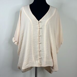 DRA Los Angeles Elegant Cream Button-Down Women's Blouse S